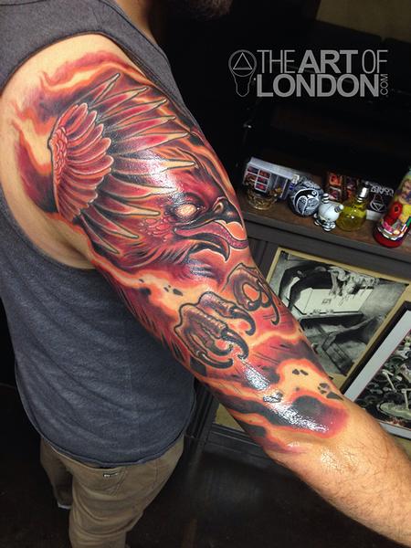 London Reese - Phoenix on Fire Tattoo